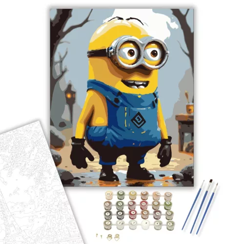 Őszi Kacagó Minion - számfestő készlet - Számfestő.hu - 50×60cm - keret nélkül