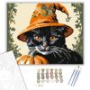 Boszorkányos Halloweeni Macska - számfestő készlet - Számfestő.hu - 60×70cm - keret nélkül