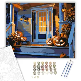 Halloweeni Veranda - számfestő készlet - Számfestő.hu - 40×50cm - keret nélkül