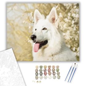 Hófehér kutya - számfestő készlet - Számfestő.hu - 40×50cm - keret nélkül