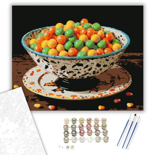 Édesség Özön a Halloween Tálban - számfestő készlet - Számfestő.hu - 40×50cm - keret nélkül