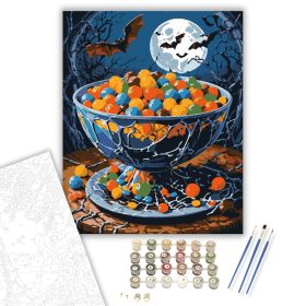 Halloween Cukorka Kavalkád - számfestő készlet - Számfestő.hu - 40×50cm - keret nélkül