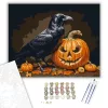 Fekete holló és Halloween tök - számfestő készlet - Számfestő.hu - 40×50cm - keret nélkül