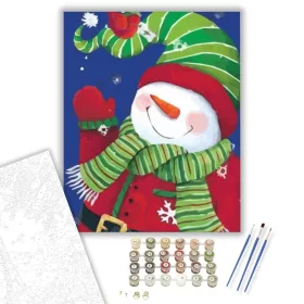 Integető hóember - számfestő készlet - Számfestő.hu - 40×50cm - keret nélkül