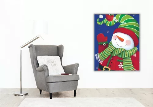 Integető hóember - számfestő készlet - Számfestő.hu - 40×50cm - keret nélkül