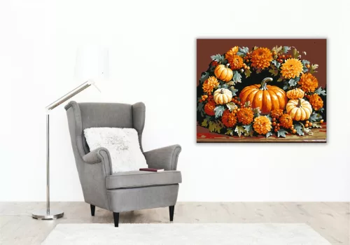 Őszi koszorú tökökkel - számfestő készlet - Számfestő.hu - 40×50cm - keret nélkül