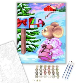 Megajándékozott kisegér - számfestő készlet - Számfestő.hu - 40×50cm - keret nélkül