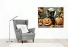 Cuki cica és Halloween tök - számfestő készlet - Számfestő.hu - 40×50cm - keretre feszítve