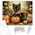Bájos cica Halloween hangulatban - számfestő készlet - Számfestő.hu - 60×70cm - keretre feszítve