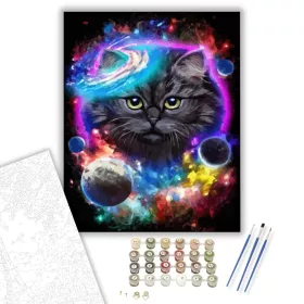 Cica a galaxisban - számfestő készlet - Számfestő.hu - 40×50cm - keret nélkül