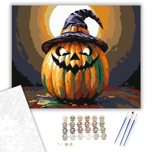Boszorkánytök - számfestő készlet - Számfestő.hu - 80×100cm - keretre feszítve