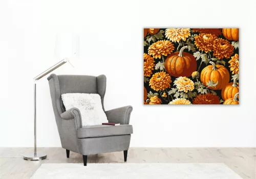 Őszi tökök és krizantémok - számfestő készlet - Számfestő.hu - 40×50cm - keret nélkül