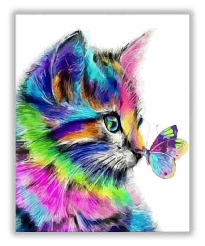 Szivárvány cica és pillangó - számfestő készlet