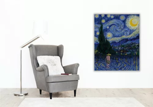 Fürdőzés éjjel - számfestő készlet - Számfestő.hu - 80×100cm - keret nélkül