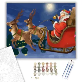 Érkező télapó - számfestő készlet - Számfestő.hu - 40×50cm - keret nélkül