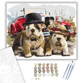 Mr. és Mrs. Bulldog - számfestő készlet - Számfestő.hu - 40×50cm - keret nélkül