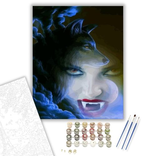 Vámpírlány és farkas - számfestő készlet - Számfestő.hu - 40×50cm - keret nélkül