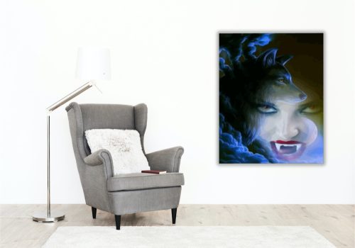 Vámpírlány és farkas - számfestő készlet - Számfestő.hu - 60×70cm - keretre feszítve