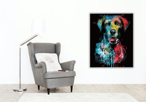 Kutyus a színekből - számfestő készlet - Számfestő.hu - 40×50cm - keret nélkül
