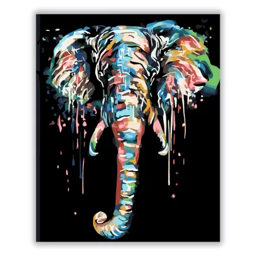 Elefánt színekből - számfestő készlet - Számfestő.hu - 40×50cm - Keret nélkül