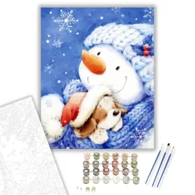 Melengető hóember - számfestő készlet - Számfestő.hu - 40×50cm - keret nélkül
