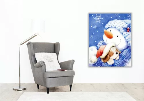 Melengető hóember - számfestő készlet - Számfestő.hu - 80×100cm - keret nélkül