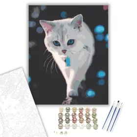 Hófehér kiscica - számfestő készlet - Számfestő.hu - 40×50cm - keret nélkül