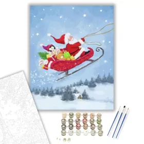 Télapó útközben - számfestő készlet - Számfestő.hu - 40×50cm - keret nélkül