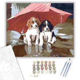 Kutyus menedék - számfestő készlet - Számfestő.hu - 40×50cm - keret nélkül