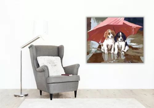 Kutyus menedék - számfestő készlet - Számfestő.hu - 40×50cm - keret nélkül