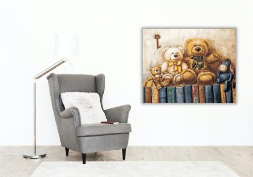 Barátok a könyvespolcon - számfestő készlet - Számfestő.hu - 80×100cm - keret nélkül