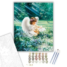 Angyalka a réten - számfestő készlet - Számfestő.hu - 40×50cm - keret nélkül