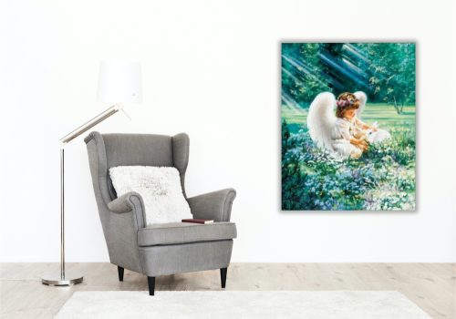 Angyalka a réten - számfestő készlet - Számfestő.hu - 60×70cm - keret nélkül