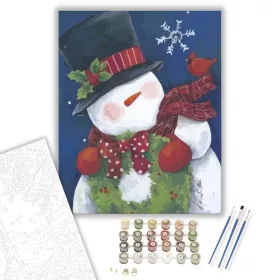 Hóember és adventi koszorú - számfestő készlet - Számfestő.hu - 40×50cm - keret nélkül