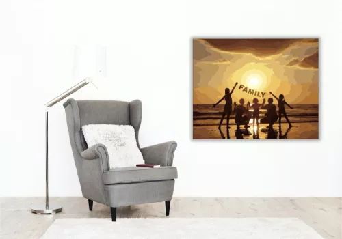 Családi naplemente - számfestő készlet - Számfestő.hu - 40×50cm - keretre feszítve