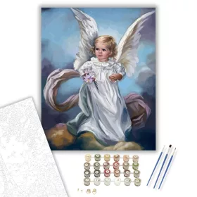 Kisangyal a felhőkön - számfestő készlet - Számfestő.hu - 40×50cm - keret nélkül