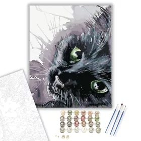Fekete cica - számfestő készlet - Számfestő.hu - 40×50cm - keret nélkül