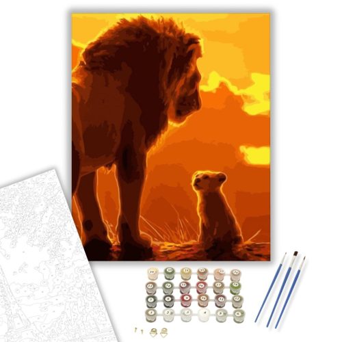 Oroszlán nevelés - számfestő készlet - Számfestő.hu - 40×50cm - keret nélkül