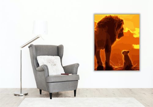 Oroszlán nevelés - számfestő készlet - Számfestő.hu - 80×100cm - keret nélkül