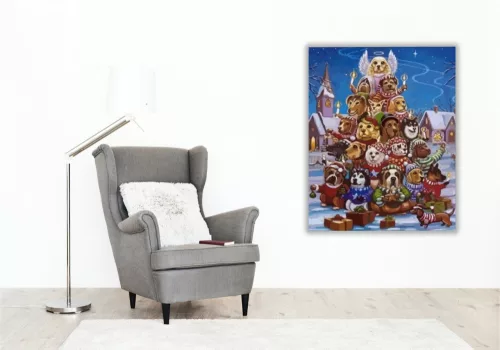 Karácsonyi kutyusfa - számfestő készlet - Számfestő.hu - 40×50cm - keret nélkül