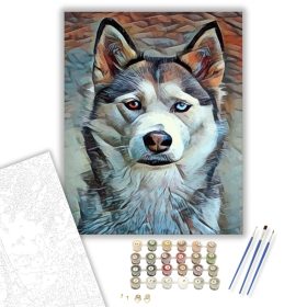 Kutyus portré - számfestő készlet - Számfestő.hu - 40×50cm - keret nélkül