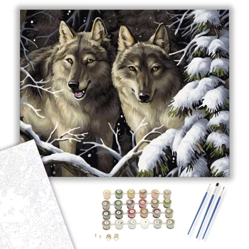 Farkasok őrjáraton - számfestő készlet - Számfestő.hu - 40×50cm - keret nélkül