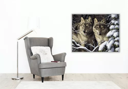 Farkasok őrjáraton - számfestő készlet - Számfestő.hu - 40×50cm - keret nélkül