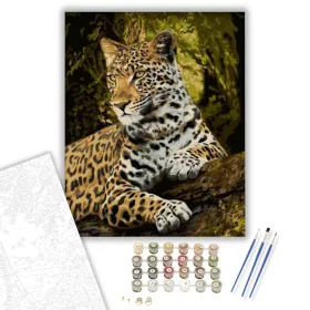 Leopárd tekintet - számfestő készlet - Számfestő.hu - 40×50cm - keret nélkül