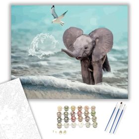Játékos elefánt - számfestő készlet - Számfestő.hu - 40×50cm - keret nélkül