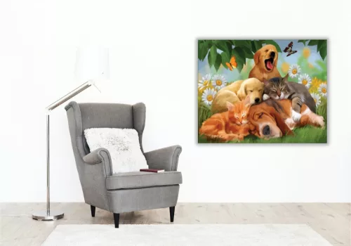 Alvó állatok - számfestő készlet - Számfestő.hu - 80×100cm - keret nélkül