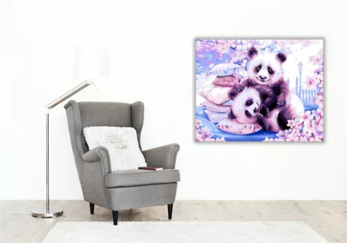 Aranyos pandák - számfestő készlet - Számfestő.hu - 40×50cm - keret nélkül