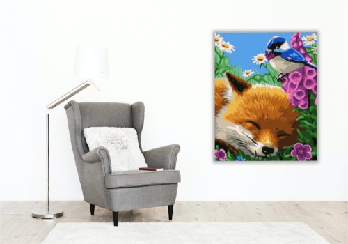 Pihenő róka - számfestő készlet - Számfestő.hu - 50×60cm - keret nélkül