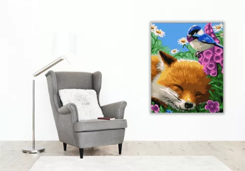 Pihenő róka - számfestő készlet - Számfestő.hu - 80×100cm - keret nélkül