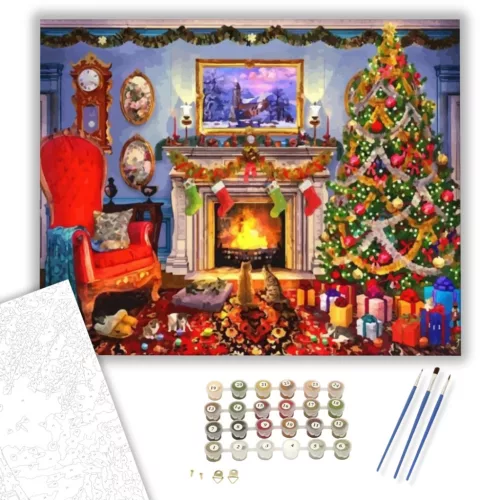 Karácsonyi hangulat - számfestő készlet - Számfestő.hu - 40×50cm - keret nélkül